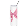 20oz Stainless Tumbler with Pink Bow Design