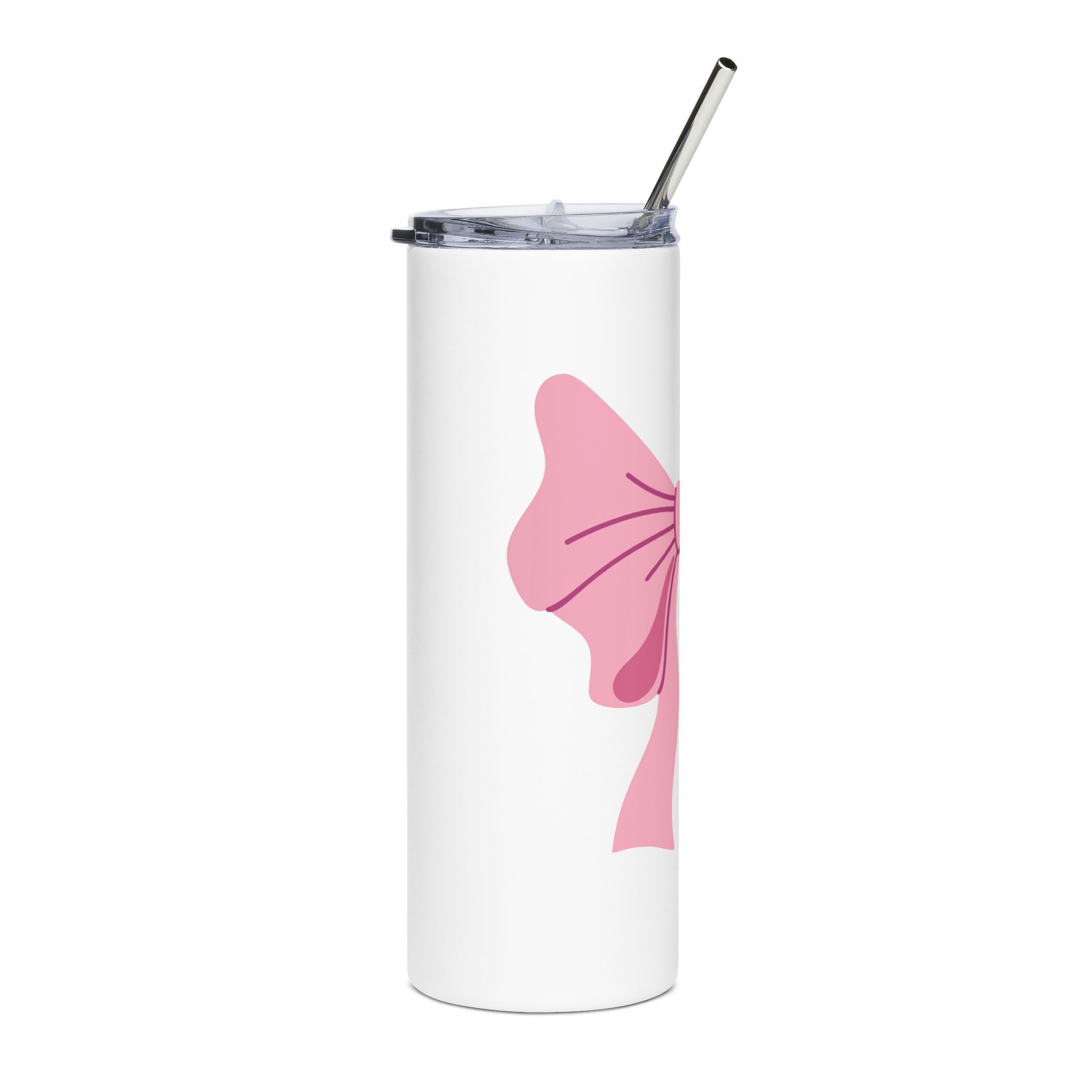 20oz Stainless Tumbler with Pink Bow Design